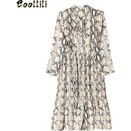 Boollili Vintage Elegant Chiffon Dress Women Spring Long Sleeve Midi Dress 2020 Ladies Dresses Party Korean Women Dress Vestidos