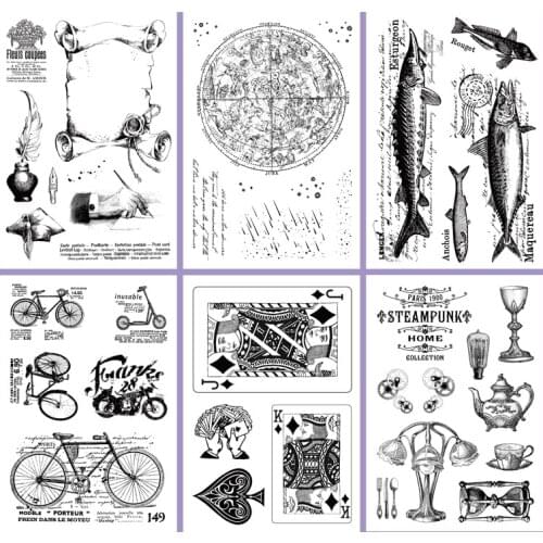Vintage constellation meteor bicycle transparent silicone clear stamp for scrapbooking album DIY craft decoration rubber stamp