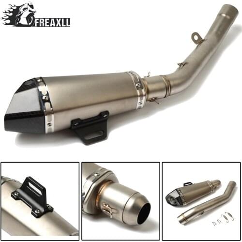 Motorcycle Exhaust Full System Mid Link Pipe Escape Laser Marking Carbon Fiber Muffler With Sticker DB Killer For Kawasaki Z800