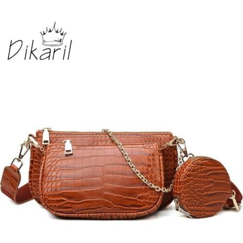 Dikaril Women Crossboy Bags 2021 New Leather Shoulder Bag With Coin Purse And Handbag Ladies Bag Set Messenger Bags Retro Hobo