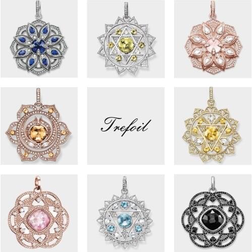 Blue Lotus Flower Pendant, 2019 Fashion Jewelry 925 Sterling Silver Europe Bohemia Gift For Women Girls Fit Necklace 2018 New