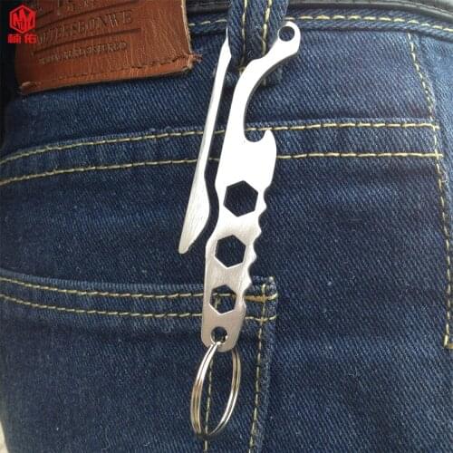 1PCS Multifunction Wrench EDC Bottle Opener Outdoor Camping Equipment Keychain Hanging