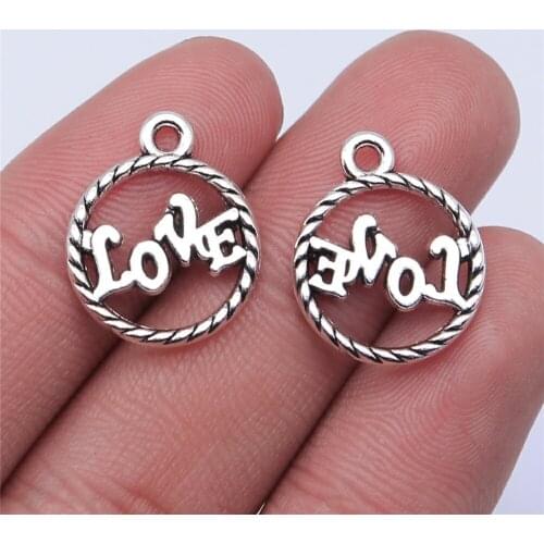 10pcs 16x16mm Antique Silver Plated Love Charm Pendant For Jewelry Making DIY Jewelry Findings