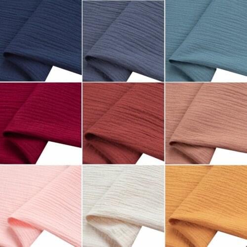 Crepe Double Layer Gauze Fabric White Cotton Fabric 100% Cotton for Dress,Shirts,Kids, Black Red Blue Green Yellow by the meter