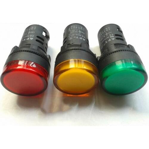 2Pcs LED Signal Light AD16-22mmDS APT Indicator Button Indicator Device Signal Light 220V