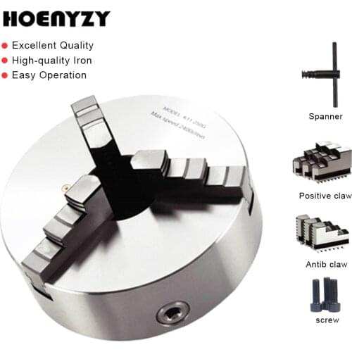 3-Jaw K11-80/100/125 mm Self-Centering Linkage Lathe Chuck with Wrench for CNC Rounter Engraving Milling