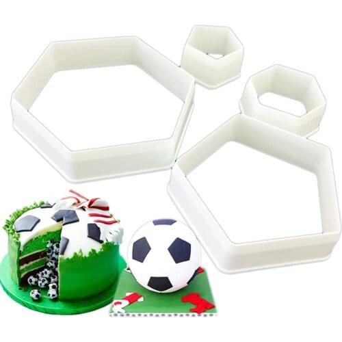 4Pcs/Set Football Shape Cake Mould Fondant Cake Tool Set Plastic Biscuit Embossing Die Cutter Cookies Decorating Mold Tools