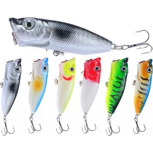 65mm/12g Artificial Popper Floating Wobblers Freshwater Fishing Lure Hard Bait 3D Eyes Anti-Corrosion Plastic Fishing Bait