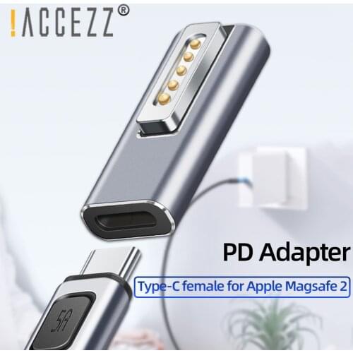 !ACCEZZ Type C Magnetic USB PD Adapter for Apple Magsafe 2 MacBook Pro USB C Female Fast Charging 60W Magnet Plug Converter
