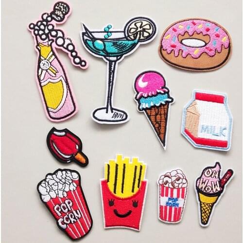 Donuts Embroidery Patch Iron On Patches Embroidered Patchs Badge Ice Cream Appliques For Clothing Stickers CX371-380