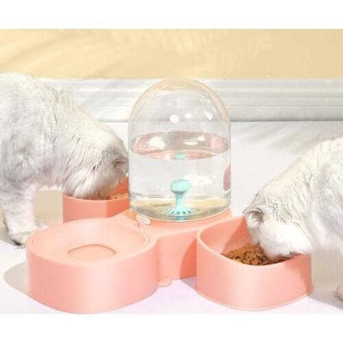 Automatic Dog Bowl Drinking Water Cat Bowls Removable Pet Bottle Fountain Feeding Container Double Dog Bowls Water Feeder Bottle