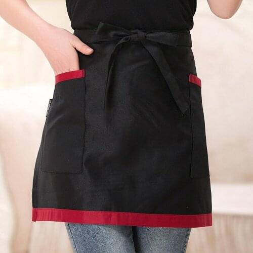 Free shipping cafe restaurant big pocket short waitress waist working apron