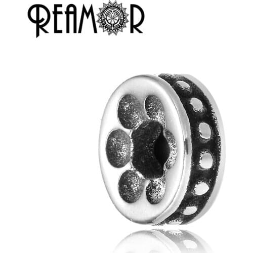REAMOR 316L Stainless Steel Basic Round Spacer Charm European Style Beads For Men DIY Bracelet Jewelry Findings