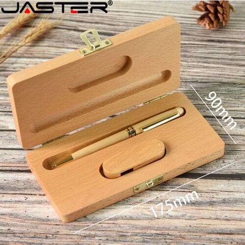 JASTER Beech Ballpoint Pen Case + USB Flash Drive Pen Drive 4G 8G 16G 32G 64GB USB PenDrive exquisite gift (custom logo)