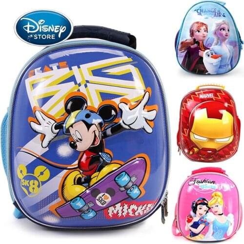 Disney Marvel Children 3D Stereo Schoolbag Cartoon Mickey Spiderman Bag Disney Princess Super Hero School Bags Boy Girl Backpack