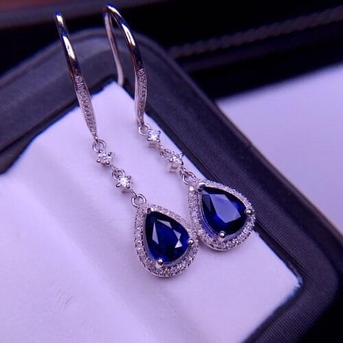 E320 Sapphire Earrings Stud 18 K Gold Jewelry 100% Natural 2ct Royal Blue Sapphire Gemstones Stud Earrings for Women