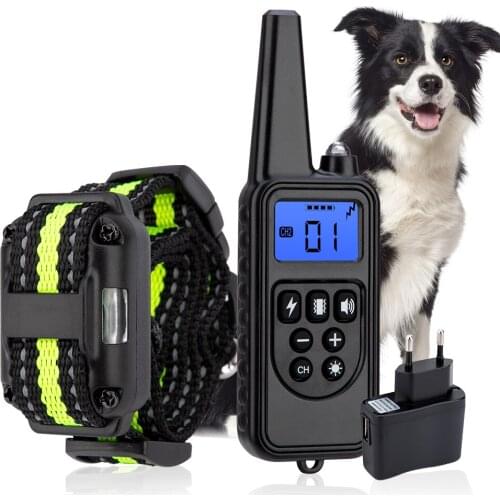 Electric Dog Training Collar with LCD Display Waterproof Rechargeable Bark-stop Remote Control Collar for Shock Vibration Sound