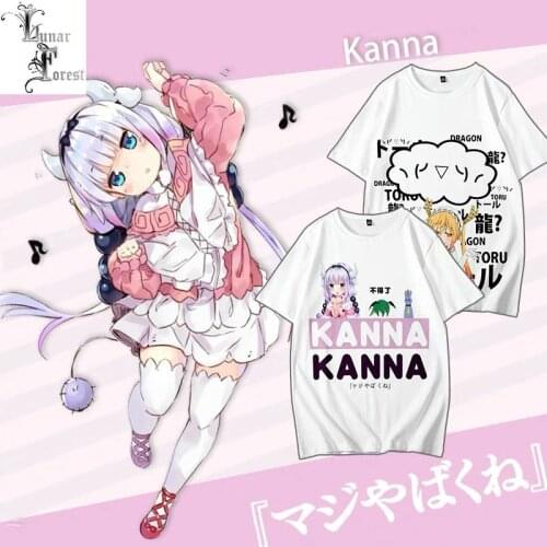 Kyoto Animation Miss Kobayashis Dragon Maid Kanna Print T-shirt Summer Fashion Round Neck Short Sleeve Popular Japanese Anime