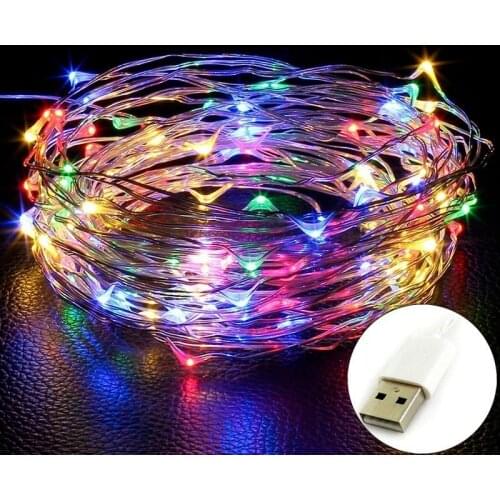 USB Battery Powered Garland 5M LED Fairy String Lights Home New Year Lights LED Waterproof Copper Wire Indoor Decorations