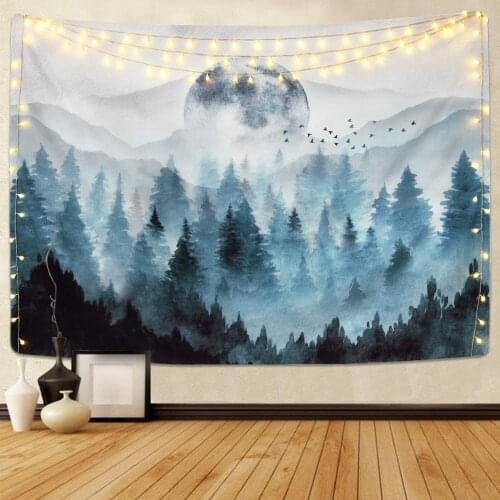 Magic Forest Printed Tapestry Wall Hanging Dirt-resisting Decor Living Room Valance Functional Home Bed Sheet Window Curtains