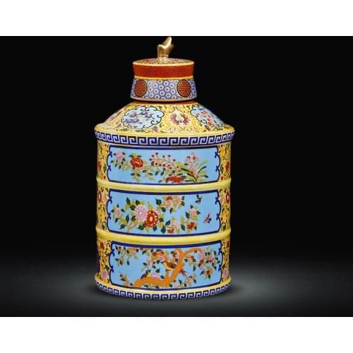 Jingdezhen ceramics Candlestick Yongzheng enamel color jar living room home decoration antique wine cabinet handicraft ornament