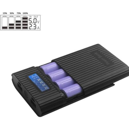 4 x 18650 DIY LCD Display Battery Bank Portable Battery Shell Box Case DIY KIT Digital Power Bank Battery Storage Cases