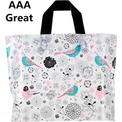 Beautiful Flowers Cartoon Gift Bags Plastic Pouches Shopping Gift Package Bag Shoes Store Handle 50Pcs/Lot Wedding New