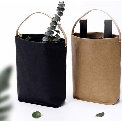 Nordic Style Creativity Washable Kraft Paper Bag Red Wine Storage Pouch Tote Red Wine Box Stylish Handbag Gifts For Good Friends