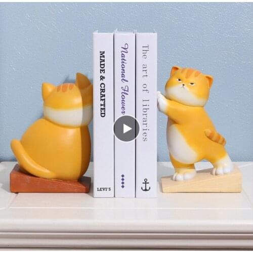 Creative Cartoon Cute Cat Door Stopper Safety Wedge Bookend Door Catcher Block For Home Office Decor Resin Sculpture escultura