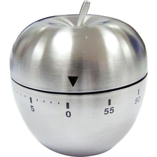 New Mechanical Kitchen Timer Stainless Steel Apple Machinery Count Down Reminder Alarm Clock Interval S Cooking Tools
