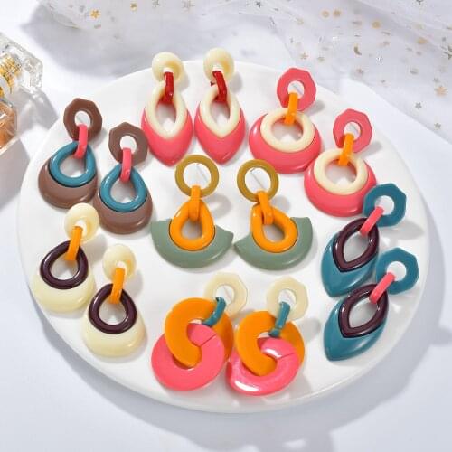 MESTILO 2019 Bohemia Fashion Geometric Jewelry Colorful Geometric Resin Drop Earrings For Women Acrylic Locked Earrings Jewelry