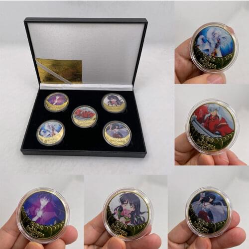 Cartoon Japanese Anime Gold Plated Coin Collectibles with Coin Holder Japanese Anime Challenge Coins Medal Souvenir Gift