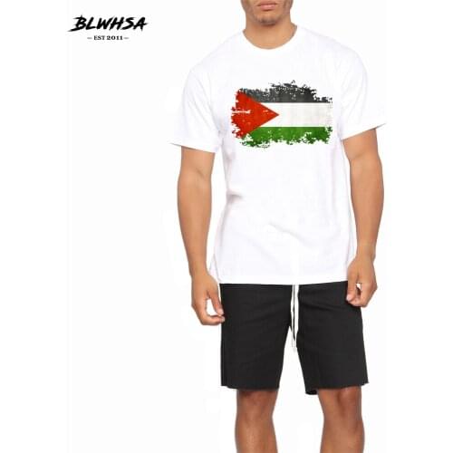 BLWHSA Palestine Flag Men T Shirt Fashion Printed Cotton Short Sleeve Funny T-shirts Brand Design Patriotic Cool Men Clothing