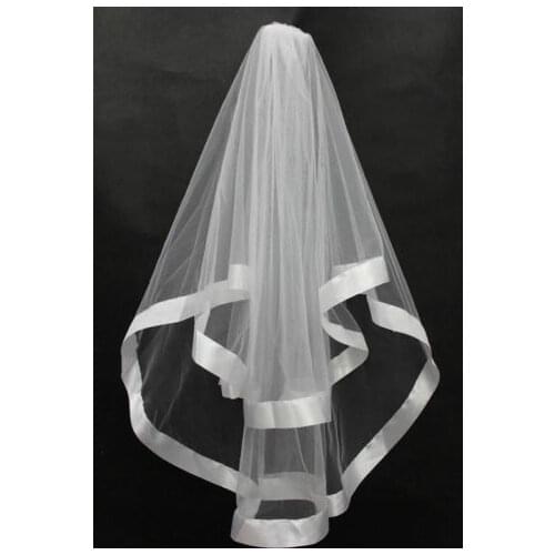 New Elegant White ivory Wedding Bridal Satin Edge Veil With comb Wedding Accessories Velos de Novia