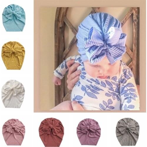 New Designed Cute Kid Bowknot Caps Cotton Soft Turban Knot Photography Props Clothing Accessories Christmas Gifts