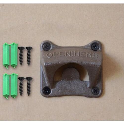 Wholesale 100pcs/lot VINTAGE CAST IRON WALL MOUNTED BEER BOTTLE OPENER ANTIQUE OLD STYLE Solid Iron Square Bottle Openers Screws