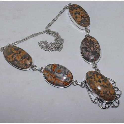 Jaspers Necklace Silver Overlay over Copper, 50cm, N1693