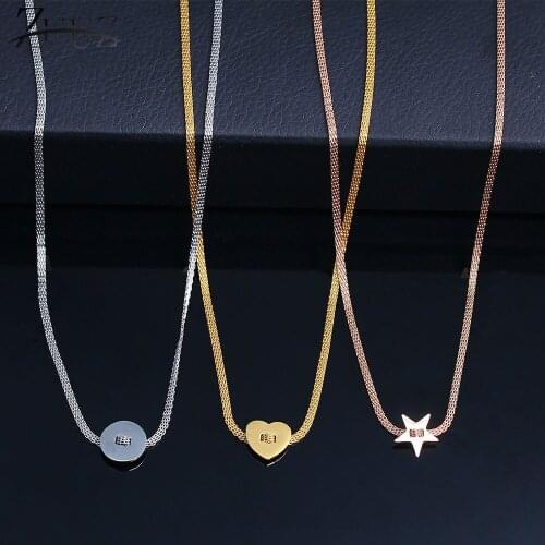 Stainless steel choker necklaces & pendants for women rose gold jewelry accessories jewellery heart chain female