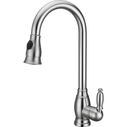 Polished Brushed nickel pull out kitchen faucet Mixer tap Single Spout Tap Swivel Pull Out Spray Single Handle deck mount