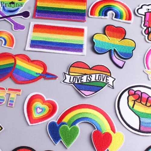 Prajna Iron on Embroidered Patches For Clothes Pride Patch Intersex Gay Flag Heart Pride Patches On Clothing LGBT Accessories