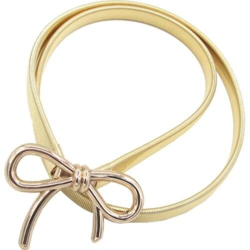 Fashion Women't Belt Chain Belt Bowknot Waist Belt Elastic Decorative Alloy Skinny Belt Female Dress Belt for Women