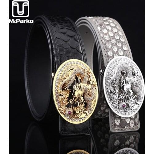 McParko Genuine Leather Python Snake Belt Men Fashion Designer Brand Waist Belt Snake skin Straps Belt Leather Men High-end Gift