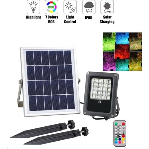 10W/50W LED Solar Wall Lamp Outdoor RGB Changeable With Remote Control Waterproof IP65 For Garden House Landscape Lamp Spotlight