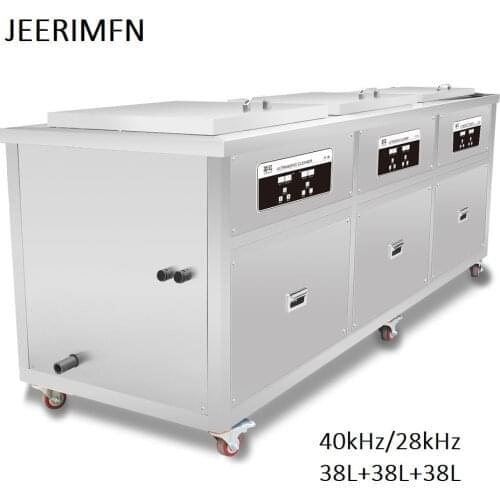 Three Tank 38L Industrial Ultrasonic Cleaner for PCB Board Car Parts Oil Rust Degreasing DPF Derusting Mould Tool Metal