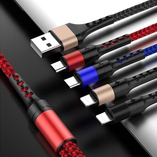 3in1 mobile phone data cable is suitable for Android Apple Huawei xiaomi data cable 5A super fast charging 3in1 charging cable
