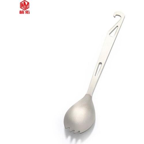 1PC Outdoor Camping Multifunction Titanium Alloy Fork Spoon Tableware Portable Titanium Alloy Fork Spoon Tableware