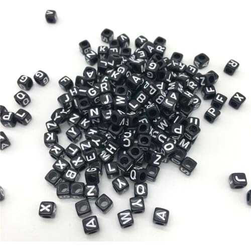 100pcs 6x6mm Mixed Alphabet Letter Beads Charms Bracelet Necklace For Jewelry Making #Letter-08