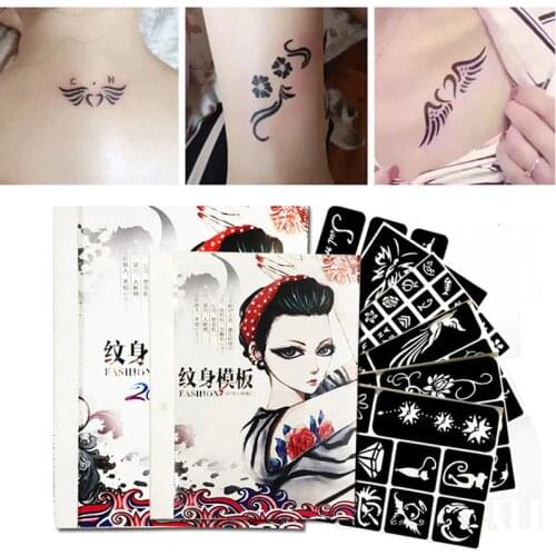 9Page Temporary Tattoos Stencils Semi-permanent Tattoo Fashion Small Tattoo Template Inkjet Pattern Body Painting Tattoo Booklet