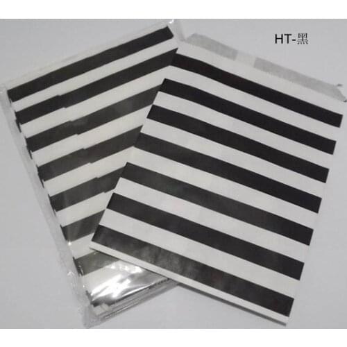 17.5x12.5cm 300pcs Food packaging bags, paper bags, gift bags, self-adhesive stickers, black and white striped bag