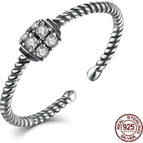 2019 Authentic 925 Sterling Silver Twisting Rings Band Finger Open Adjustable Ring Woman & Lady Fine Jewelry VSR025